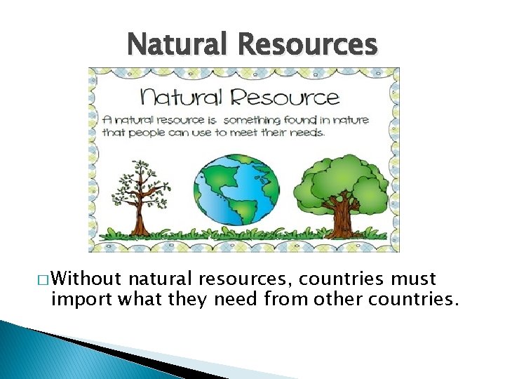 Natural Resources � Without natural resources, countries must import what they need from other