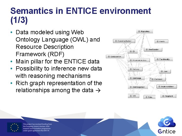 Semantics in ENTICE environment (1/3) • Data modeled using Web Ontology Language (OWL) and