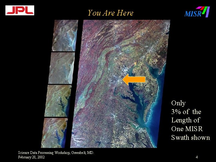 You Are Here Only 3% of the Length of One MISR Swath shown Science