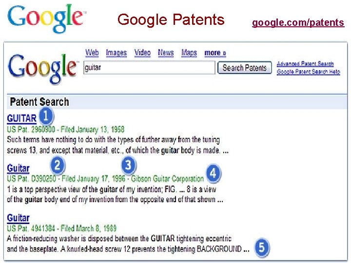 Google Patents google. com/patents 