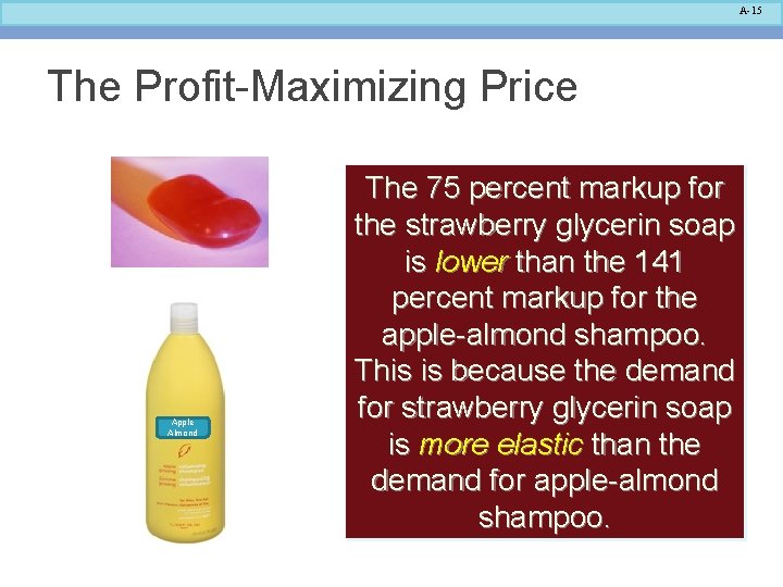 A-15 The Profit-Maximizing Price Apple Almond The 75 percent markup for the strawberry glycerin A-15 The Profit-Maximizing Price Apple Almond The 75 percent markup for the strawberry glycerin