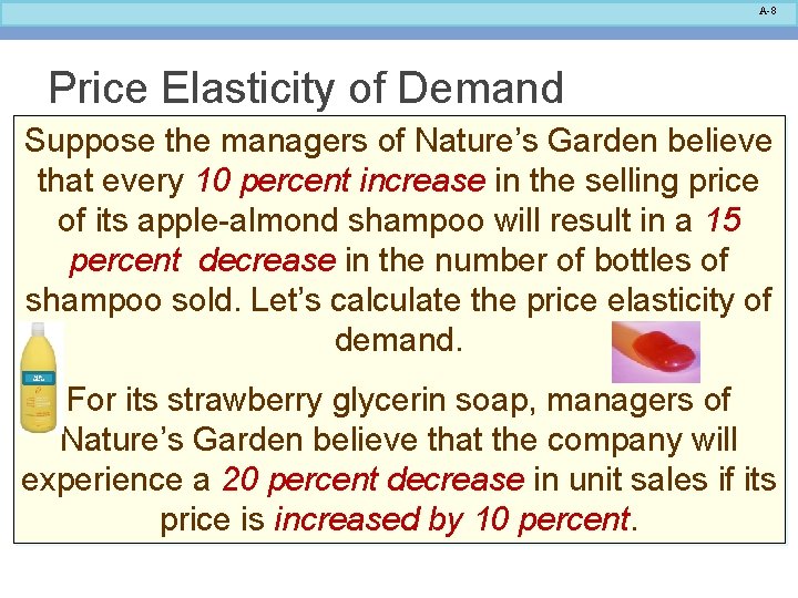 A-8 Price Elasticity of Demand Suppose the managers of Nature’s Garden believe that every A-8 Price Elasticity of Demand Suppose the managers of Nature’s Garden believe that every