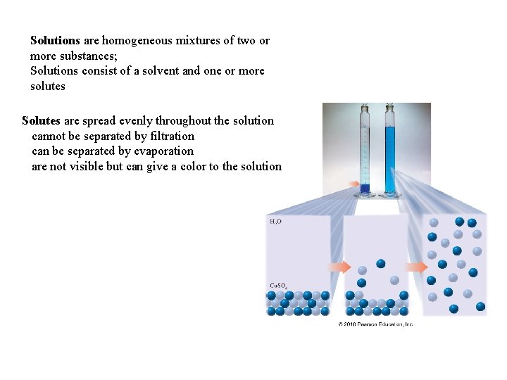 Solutions are homogeneous mixtures of two or more substances; Solutions consist of a solvent