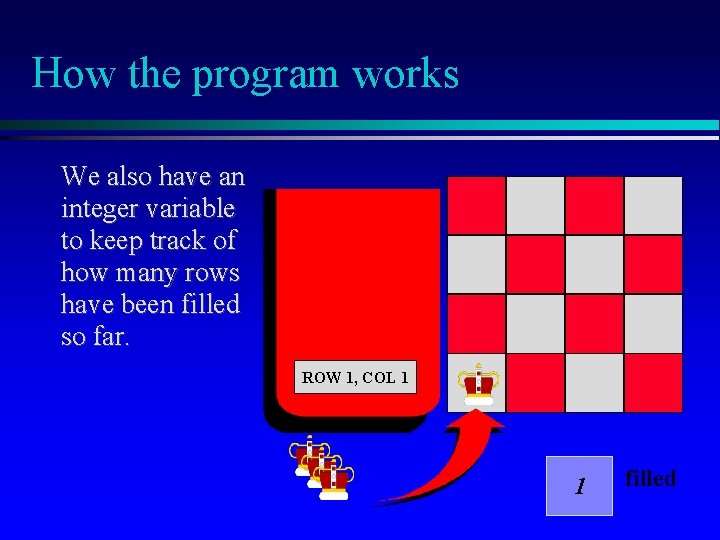 How the program works We also have an integer variable to keep track of