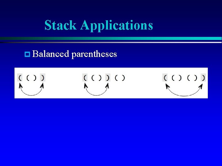Stack Applications Balanced parentheses 