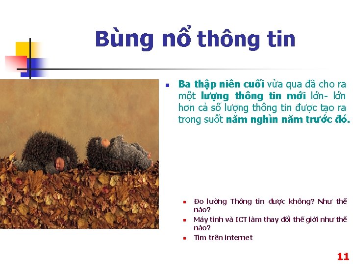 Bùng nổ thông tin n Ba thập niên cuối vừa qua đã cho ra