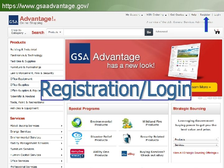 https: //www. gsaadvantage. gov/ Registration/Login 