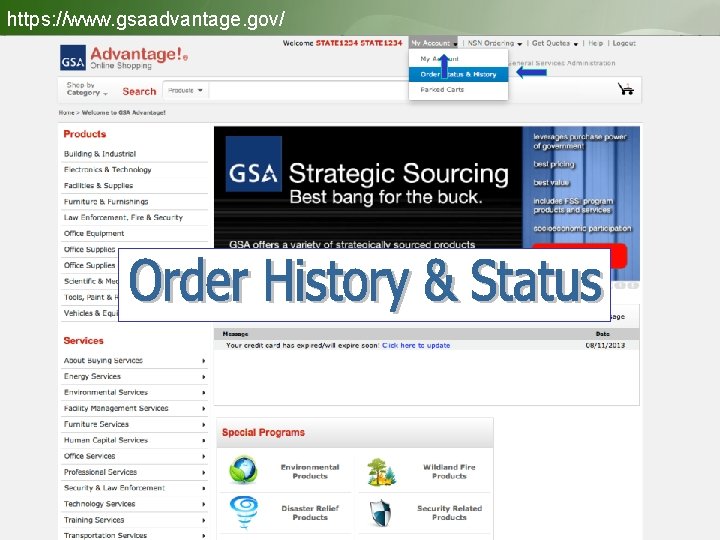 https: //www. gsaadvantage. gov/ Order History 