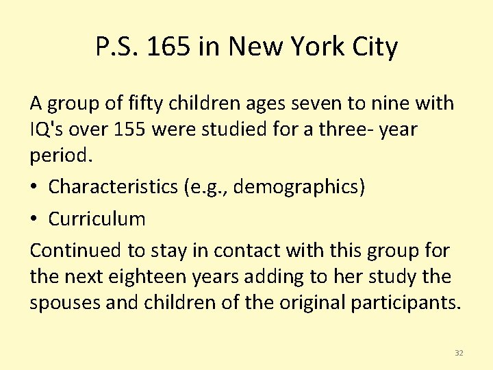 P. S. 165 in New York City A group of fifty children ages seven P. S. 165 in New York City A group of fifty children ages seven