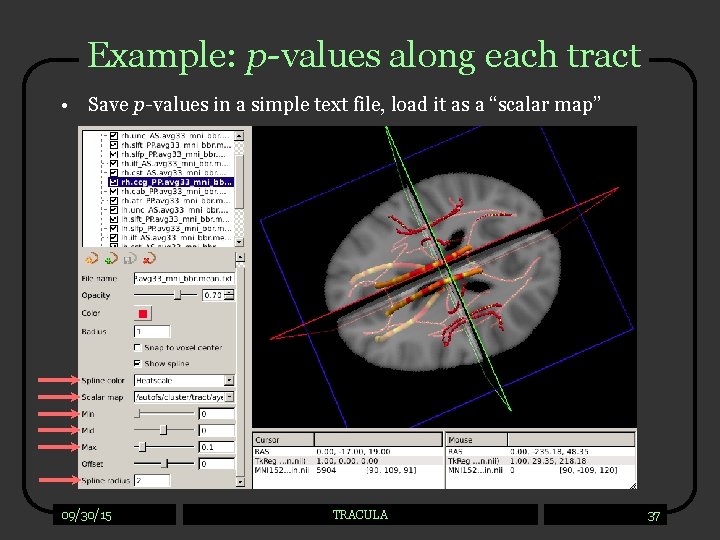 Example: p-values along each tract • Save p-values in a simple text file, load