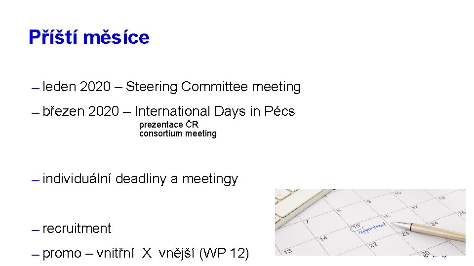 Příští měsíce leden 2020 – Steering Committee meeting březen 2020 – International Days in