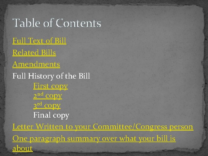 Table of Contents Full Text of Bill Related Bills Amendments Full History of the