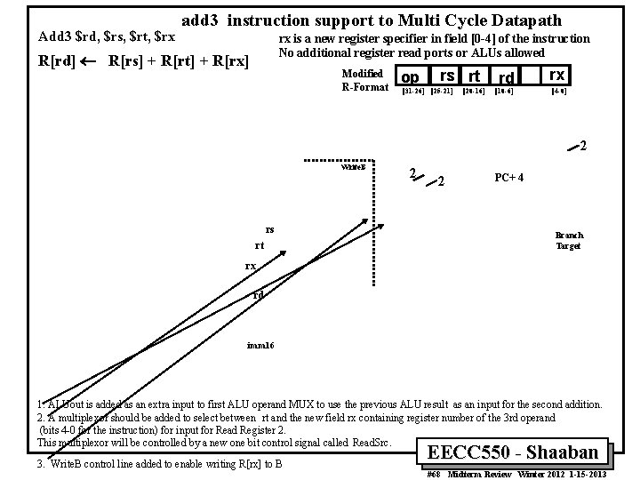 Add 3 $rd, $rs, $rt, $rx add 3 instruction support to Multi Cycle Datapath