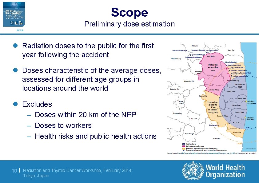 Scope Preliminary dose estimation l Radiation doses to the public for the first year