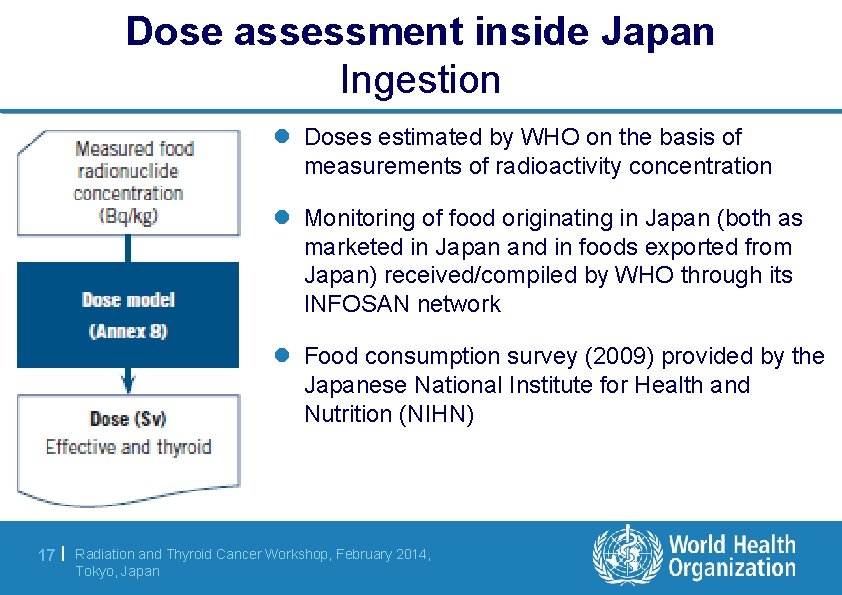 Dose assessment inside Japan Ingestion l Doses estimated by WHO on the basis of