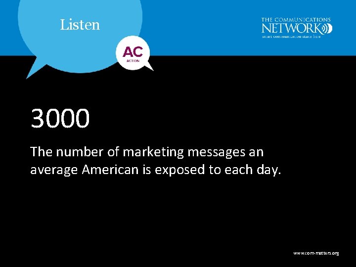 Listen 3000 The number of marketing messages an average American is exposed to each