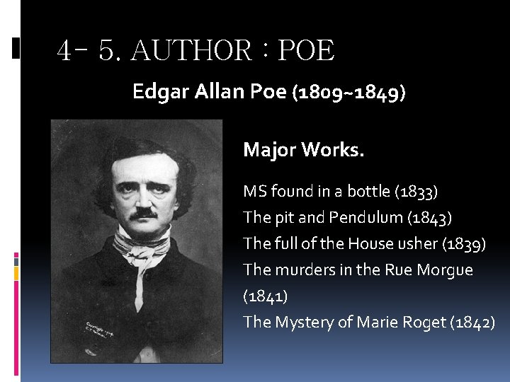 4 - 5. AUTHOR : POE Edgar Allan Poe (1809~1849) Major Works. MS found