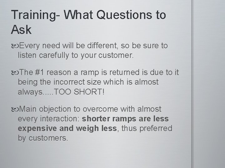Training Presentation Topics Covered Access Training Portable Ramps