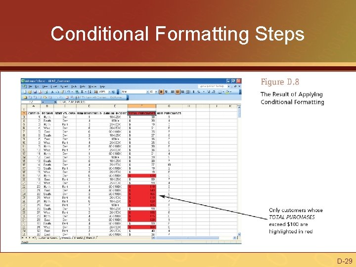 Conditional Formatting Steps D-29 