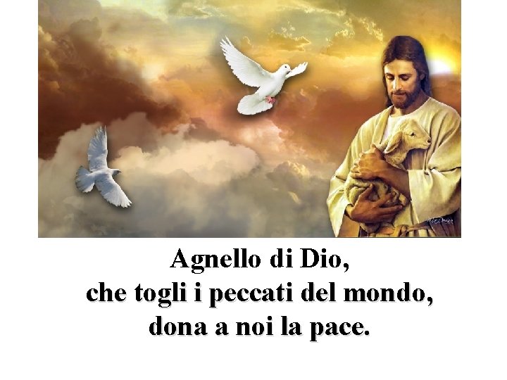 Agnello di Dio, che togli i peccati del mondo, dona a noi la pace.