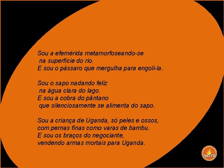 Sou a efemérida metamorfoseando-se na superfície do rio. E sou o pássaro que mergulha