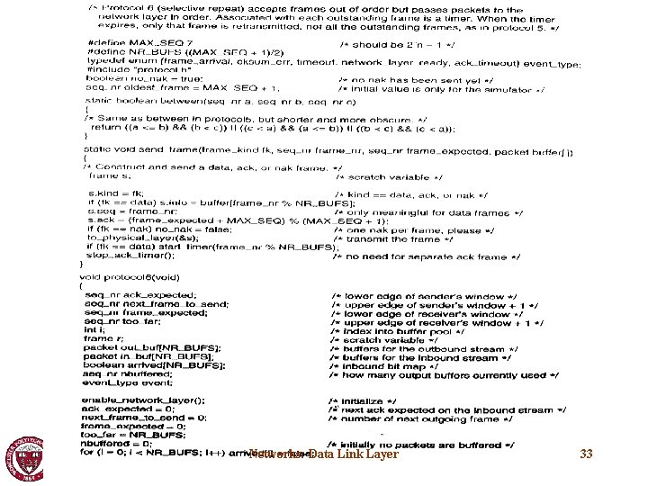 Networks: Data Link Layer 33 