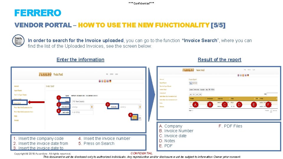 ***Confidential*** FERRERO VENDOR PORTAL – HOW TO USE THE NEW FUNCTIONALITY [5/5] In order