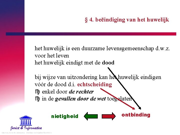 § 4. beëindiging van het huwelijk is een duurzame levensgemeenschap d. w. z. voor