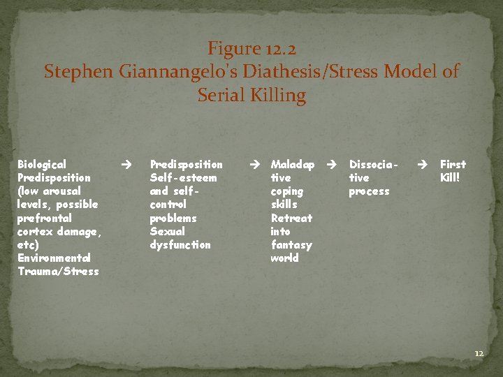 Figure 12. 2 Stephen Giannangelo's Diathesis/Stress Model of Serial Killing Biological Predisposition (low arousal