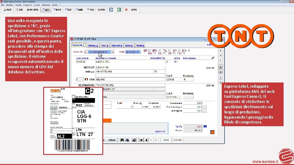 Una volta assegnata la spedizione a TNT, grazie all’integrazione con TNT Express Label, con