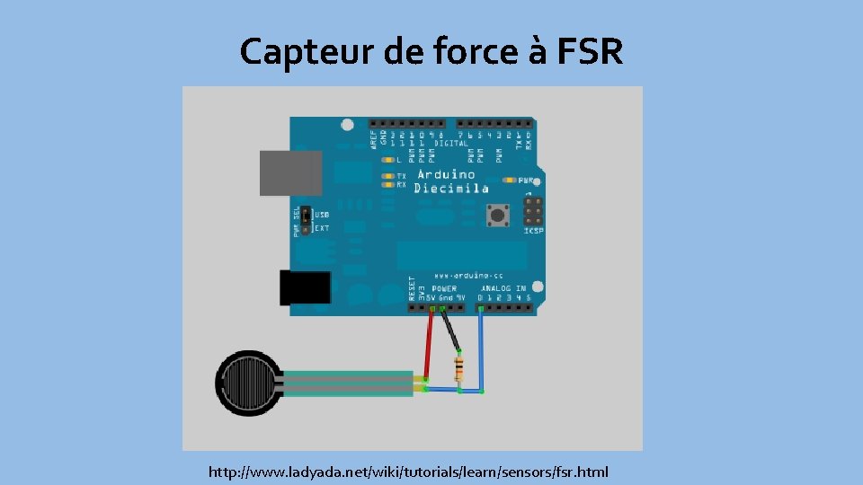 Capteur de force à FSR http: //www. ladyada. net/wiki/tutorials/learn/sensors/fsr. html 