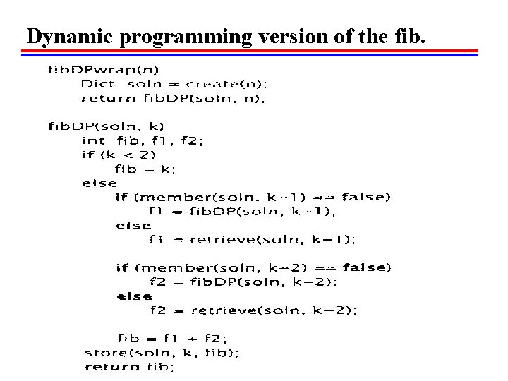 Dynamic programming version of the fib. 