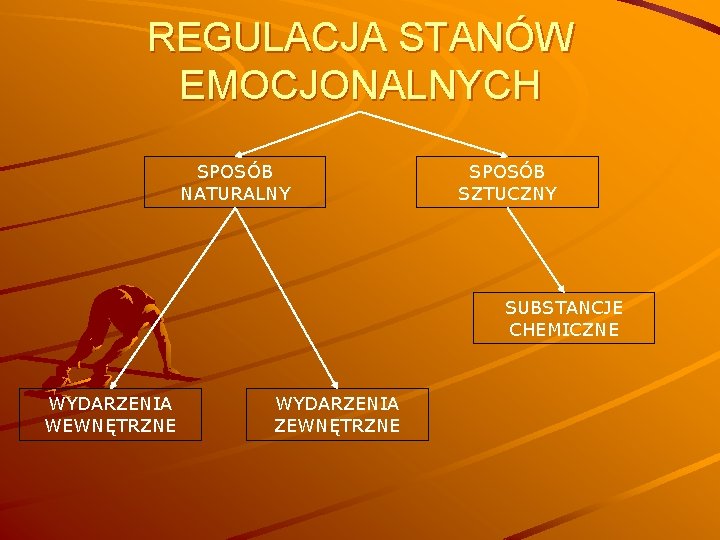 REGULACJA STANÓW EMOCJONALNYCH SPOSÓB NATURALNY SPOSÓB SZTUCZNY SUBSTANCJE CHEMICZNE WYDARZENIA WEWNĘTRZNE WYDARZENIA ZEWNĘTRZNE 