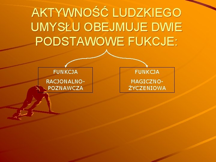 AKTYWNOŚĆ LUDZKIEGO UMYSŁU OBEJMUJE DWIE PODSTAWOWE FUKCJE: FUNKCJA RACJONALNOPOZNAWCZA MAGICZNOŻYCZENIOWA 