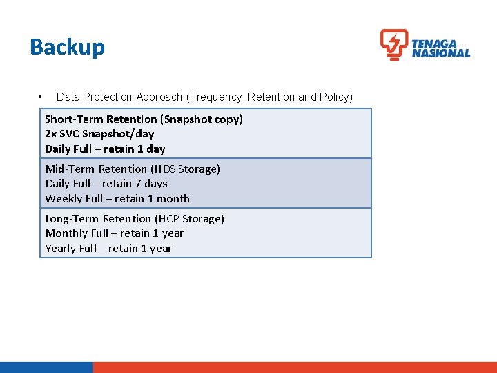 Backup • Data Protection Approach (Frequency, Retention and Policy) Short-Term Retention (Snapshot copy) 2