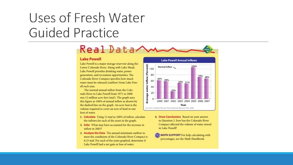 Uses of Fresh Water Guided Practice Uses of Fresh Water Guided Practice