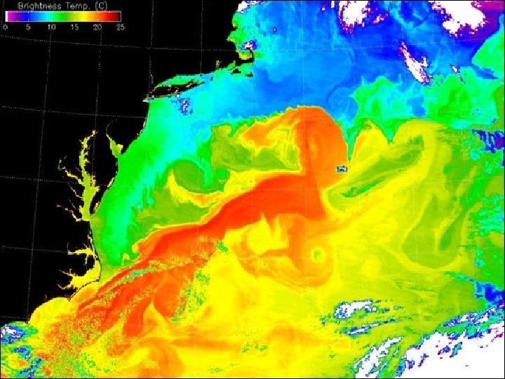 Atlantic Gulf Stream Temperatures temperature range, 5 – 25 C 