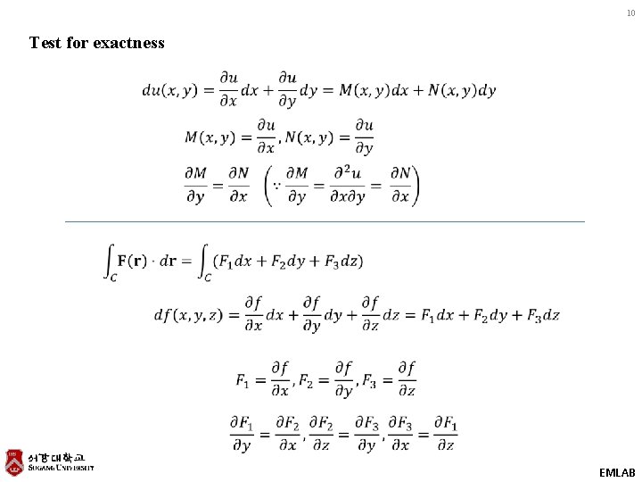 10 Test for exactness EMLAB 