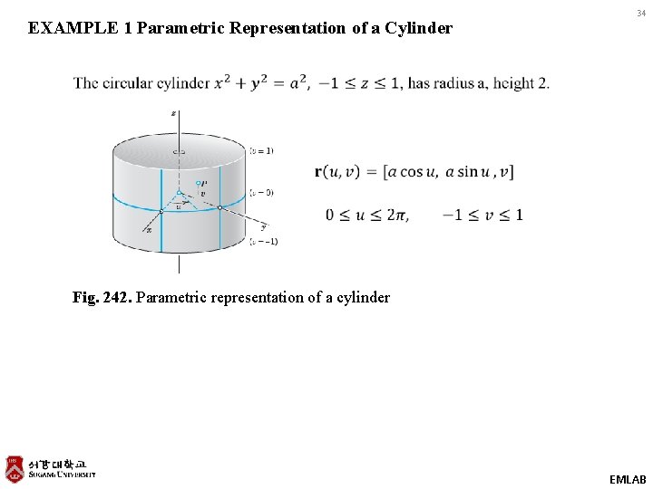 EXAMPLE 1 Parametric Representation of a Cylinder 34 Fig. 242. Parametric representation of a