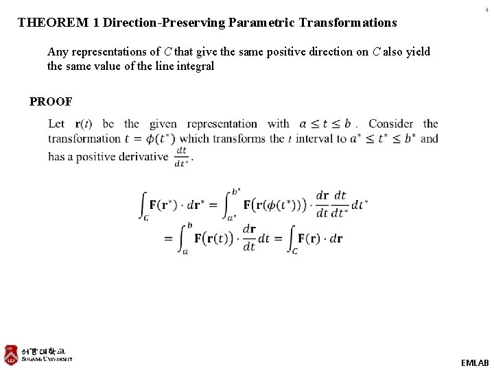 4 THEOREM 1 Direction-Preserving Parametric Transformations Any representations of C that give the same