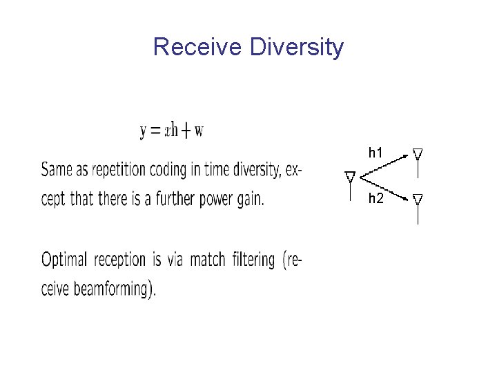 Receive Diversity h 1 h 2 