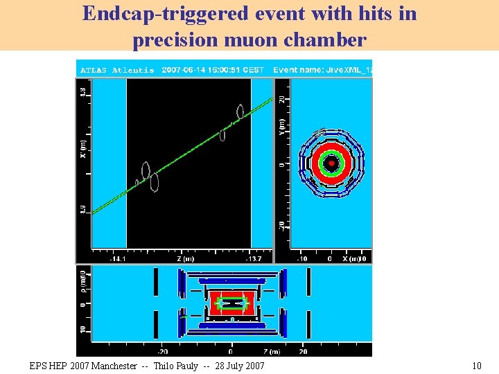 Endcap-triggered event with hits in precision muon chamber EPS HEP 2007 Manchester -- Thilo