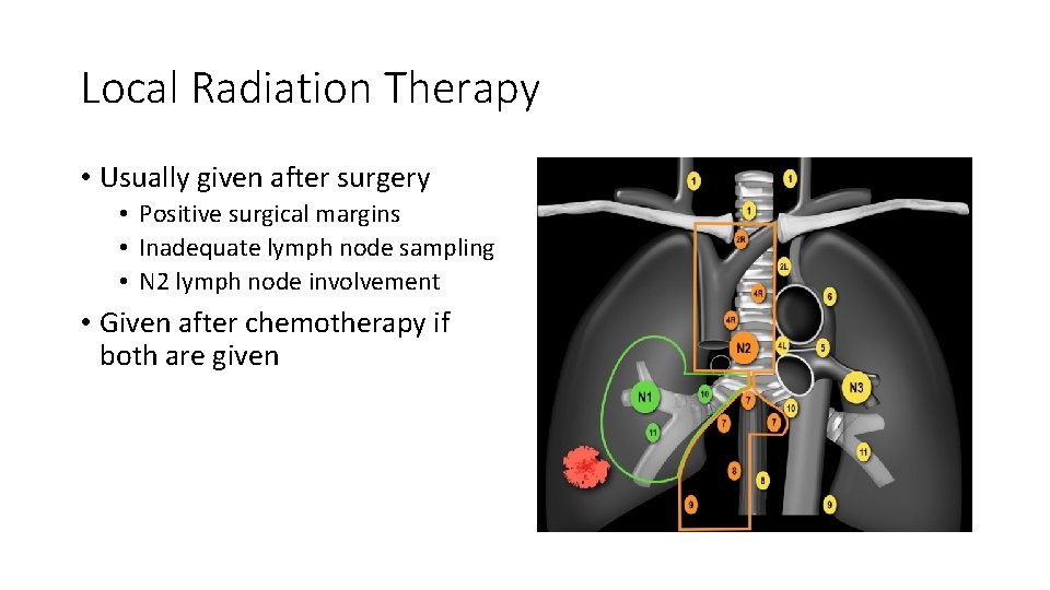 Local Radiation Therapy • Usually given after surgery • Positive surgical margins • Inadequate