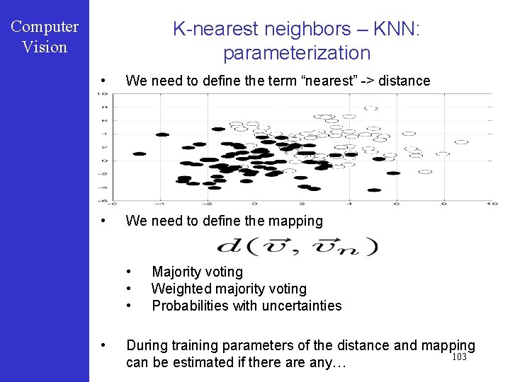 Computer Vision K-nearest neighbors – KNN: parameterization • We need to define the term