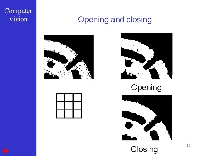 Computer Vision Opening and closing Opening Closing 19 