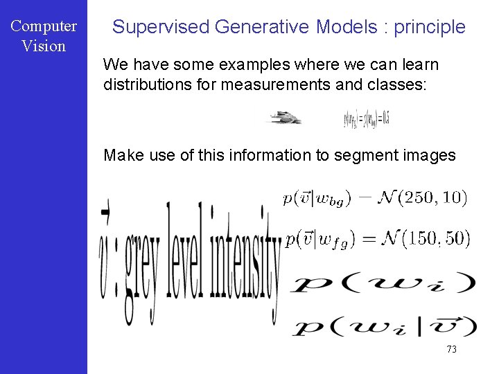 Computer Vision Supervised Generative Models : principle We have some examples where we can