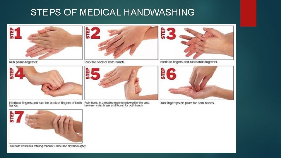 STEPS OF MEDICAL HANDWASHING 