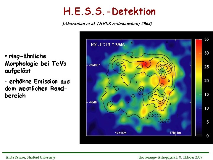 H. E. S. S. -Detektion [Aharonian et al. (HESS-collaboration) 2004] RX J 1713. 7