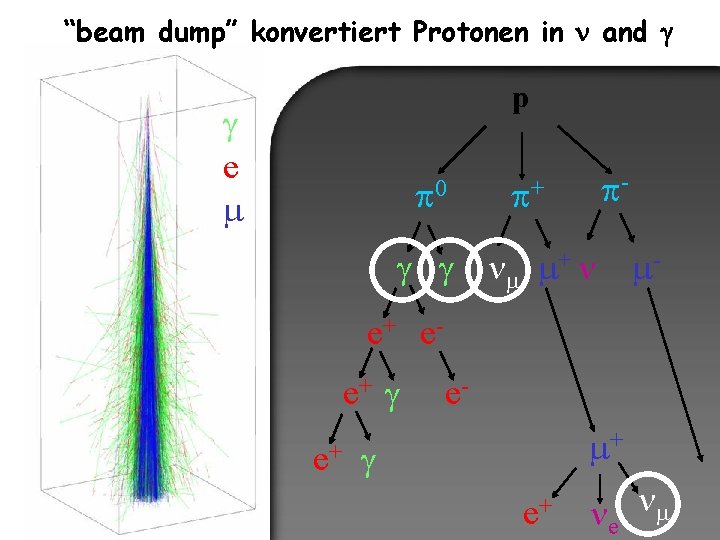 “beam dump” konvertiert Protonen in n and g p g e p 0 p-