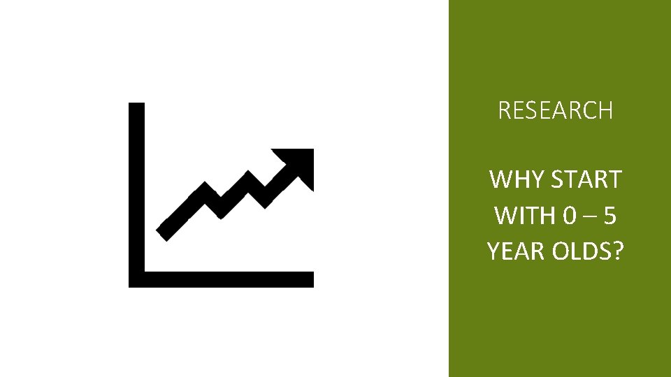 RESEARCH WHY START WITH 0 – 5 YEAR OLDS? 